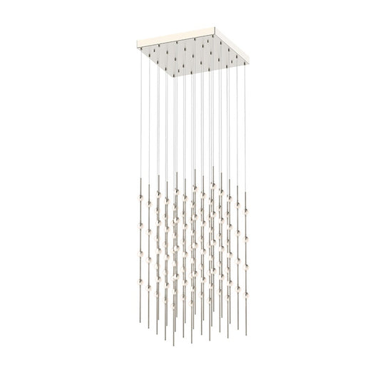 Constellation Cosmic Cube 20" Chandelier - Satin Nickel - White Optical Acrylic Lens - 3000K by SONNEMAN