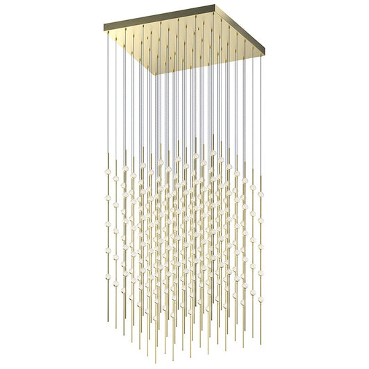 Constellation Cosmic Cube 30" Chandelier - Satin Brass - Clear Faceted Acrylic Lens - 3000K by SONNEMAN