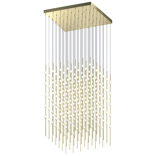 Constellation Cosmic Cube 30" Chandelier - Satin Brass - White Optical Acrylic Lens - 2700K by SONNEMAN