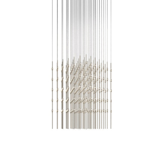Constellation Cosmic Cube 30" Chandelier - Satin Nickel - Clear Faceted Acrylic Lens - 2700K by SONNEMAN