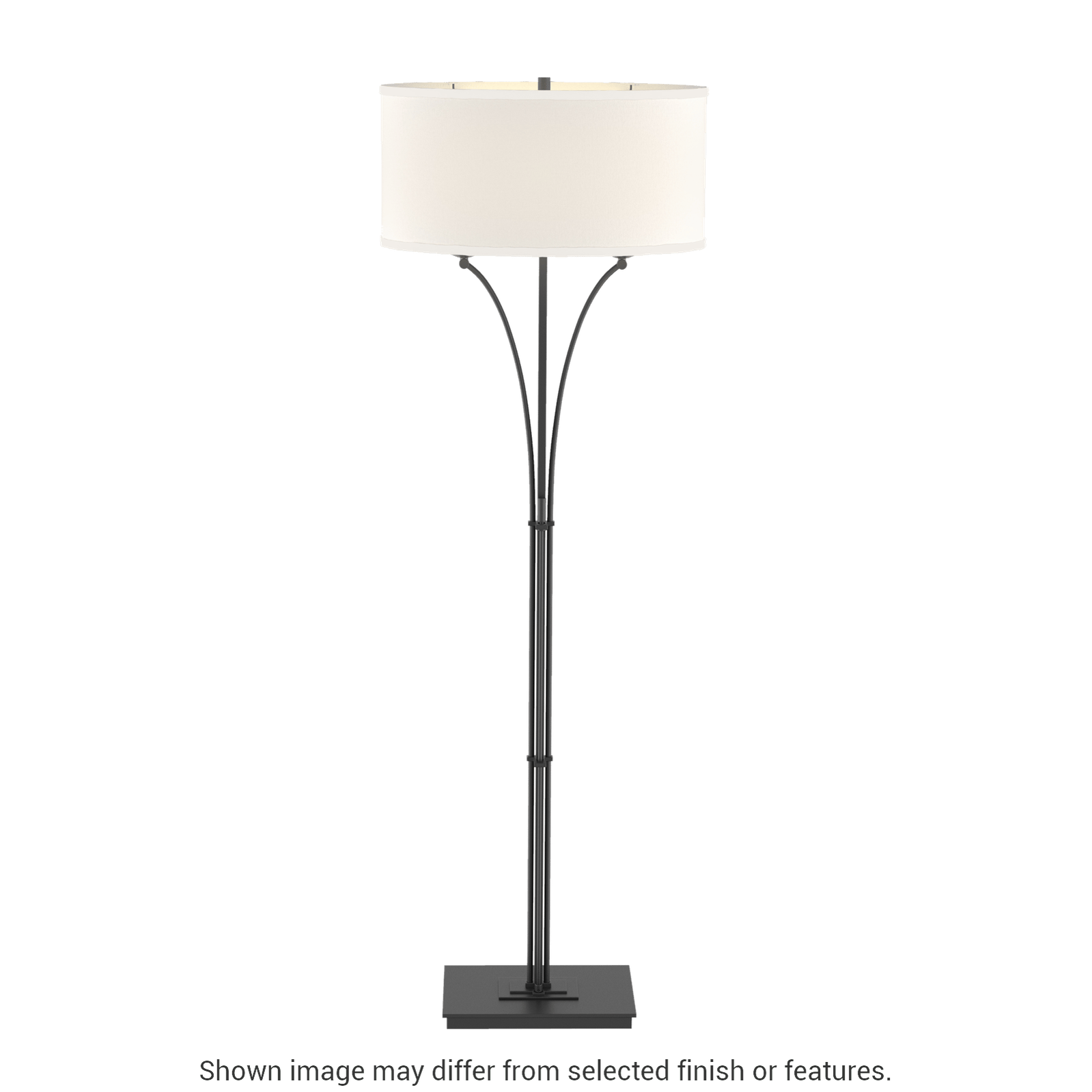 Contemporary Formae Floor Lamp - Black - Flax Shade by Hubbardton Forge