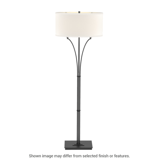 Contemporary Formae Floor Lamp - Black - Flax Shade by Hubbardton Forge