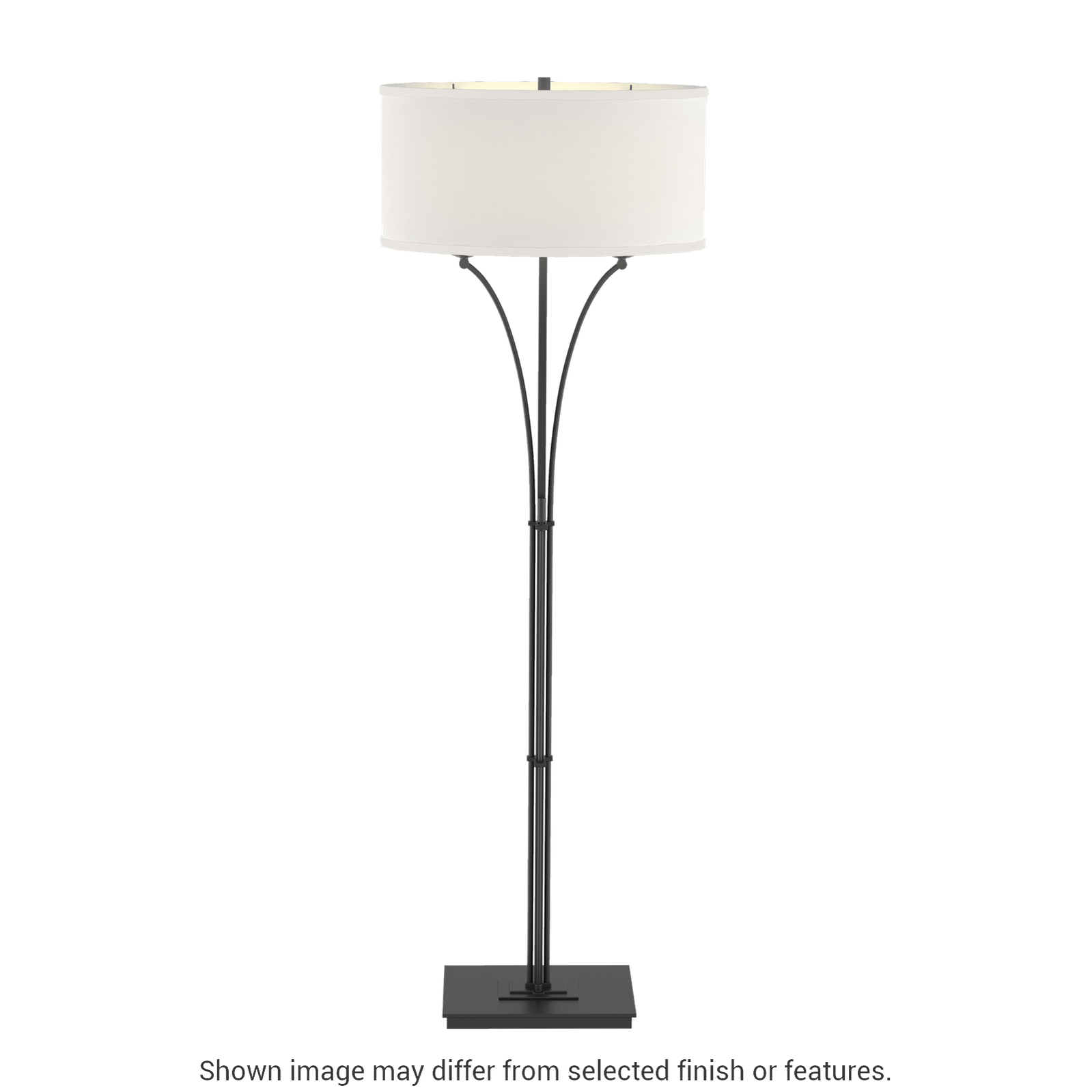 Contemporary Formae Floor Lamp - Black - Natural Anna Shade by Hubbardton Forge