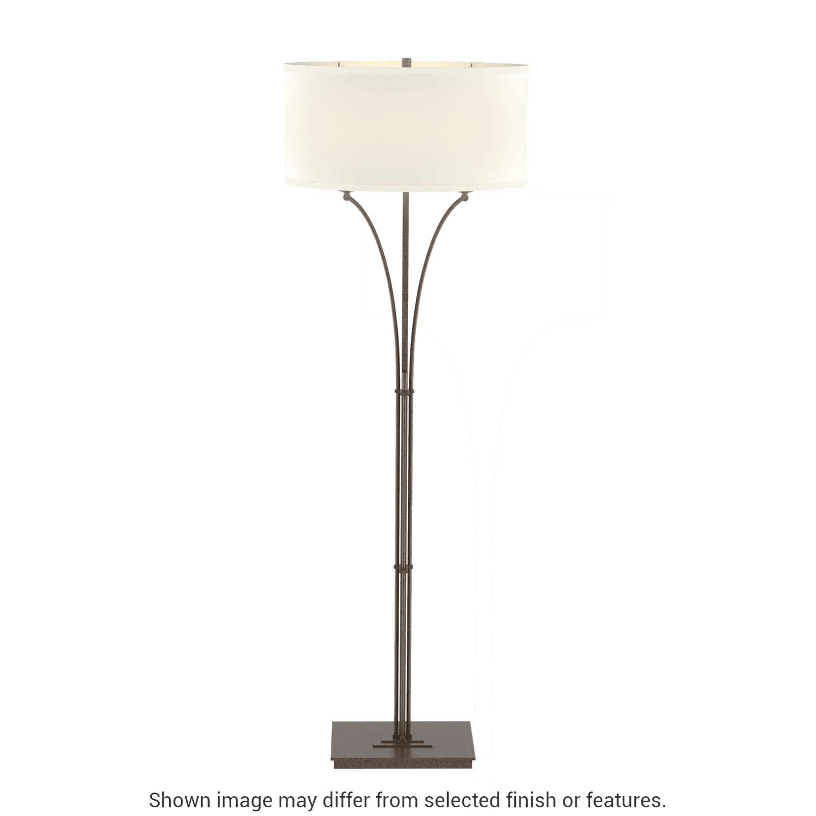 Contemporary Formae Floor Lamp - Bronze - Flax Shade by Hubbardton Forge