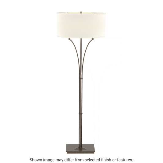 Contemporary Formae Floor Lamp - Bronze - Flax Shade by Hubbardton Forge