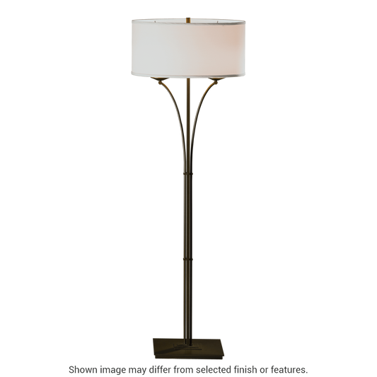 Contemporary Formae Floor Lamp - Bronze - Natural Anna Shade by Hubbardton Forge
