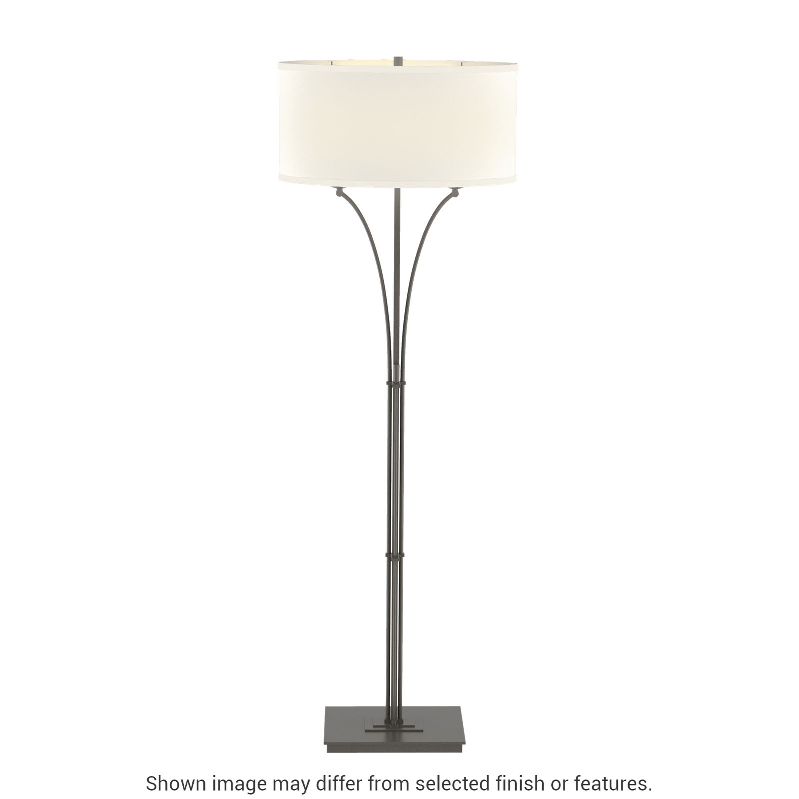 Contemporary Formae Floor Lamp - Dark Smoke - Flax Shade by Hubbardton Forge