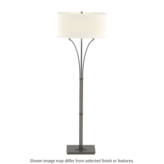 Contemporary Formae Floor Lamp - Dark Smoke - Flax Shade by Hubbardton Forge