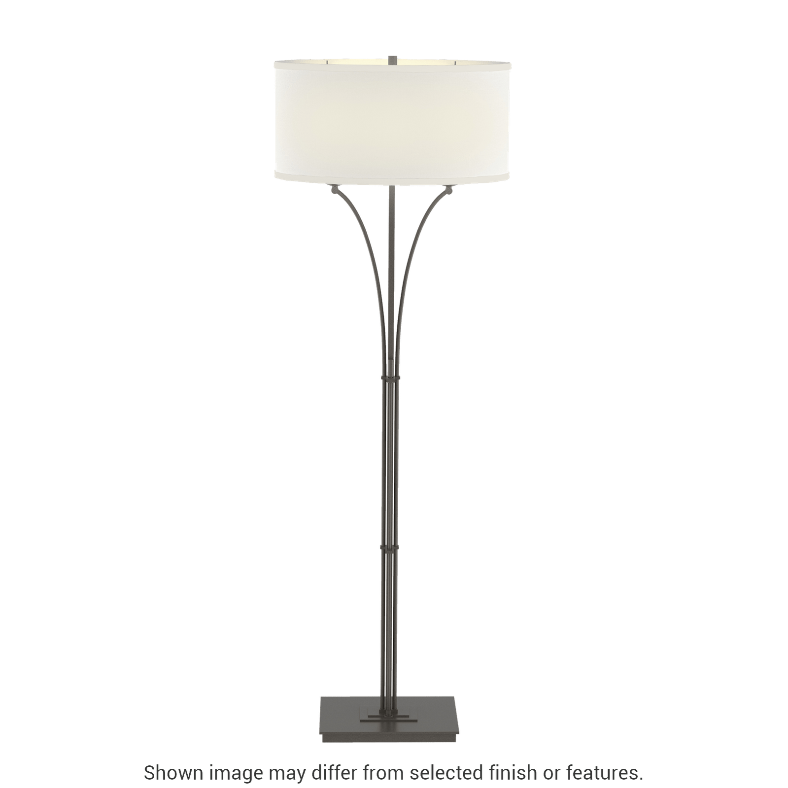 Contemporary Formae Floor Lamp - Dark Smoke - Natural Anna Shade by Hubbardton Forge