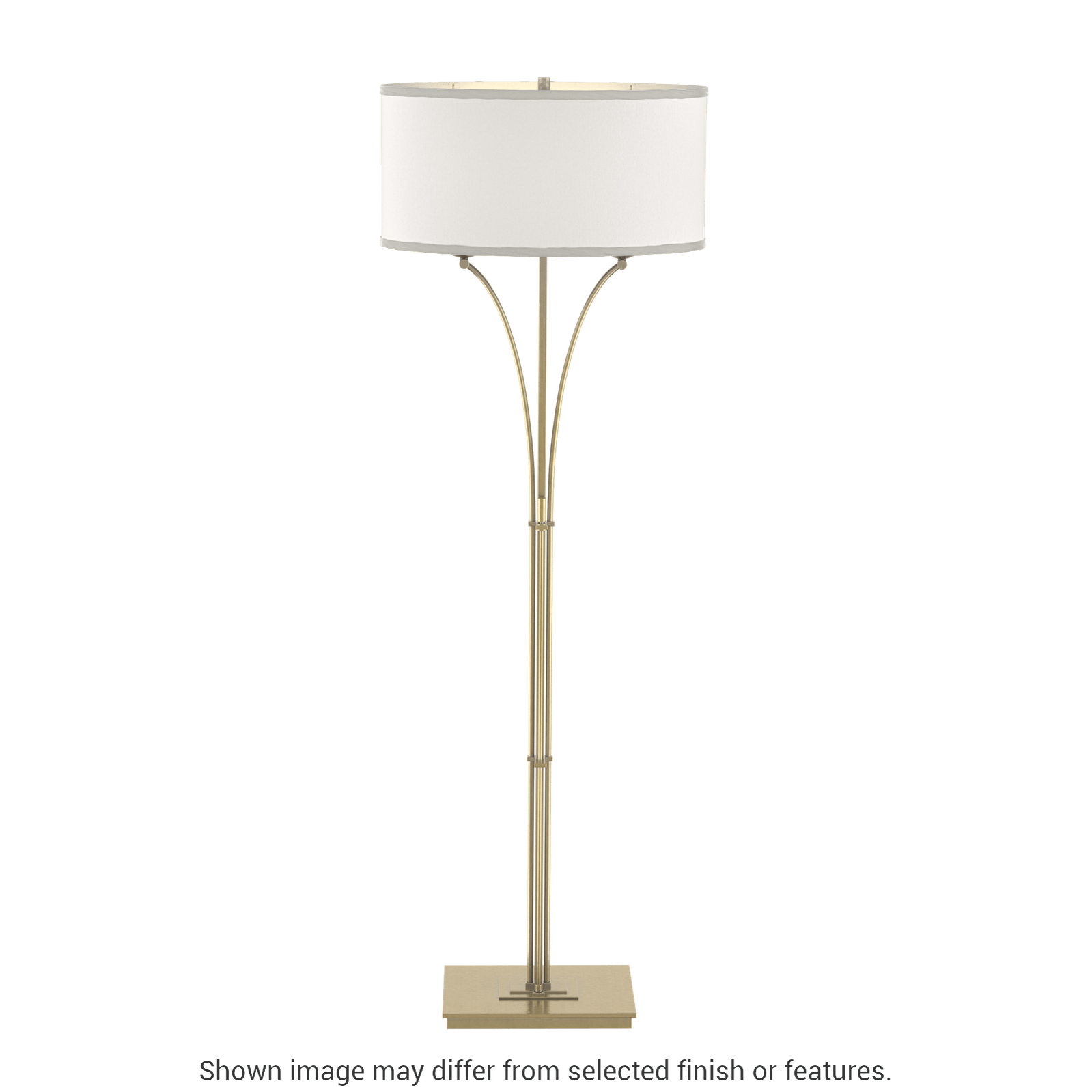 Contemporary Formae Floor Lamp - Modern Brass - Flax Shade by Hubbardton Forge