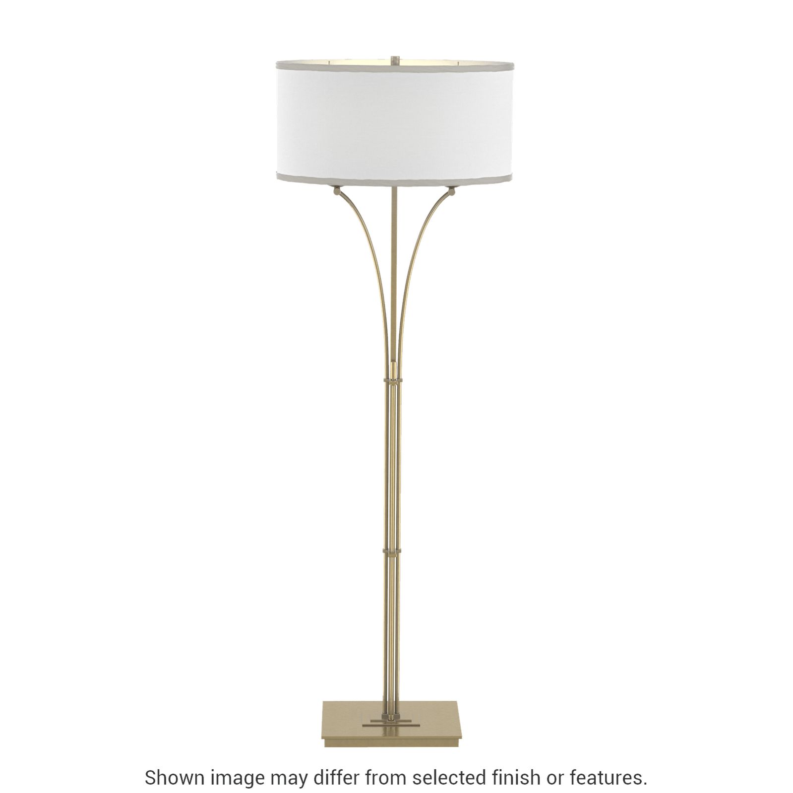 Contemporary Formae Floor Lamp - Modern Brass - Natural Anna Shade by Hubbardton Forge
