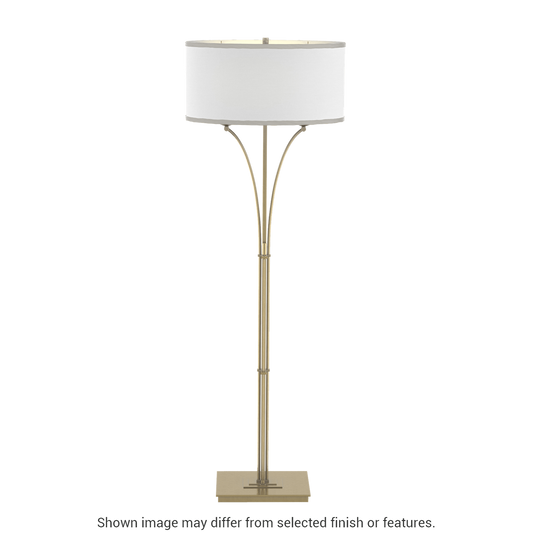 Contemporary Formae Floor Lamp - Modern Brass - Natural Anna Shade by Hubbardton Forge