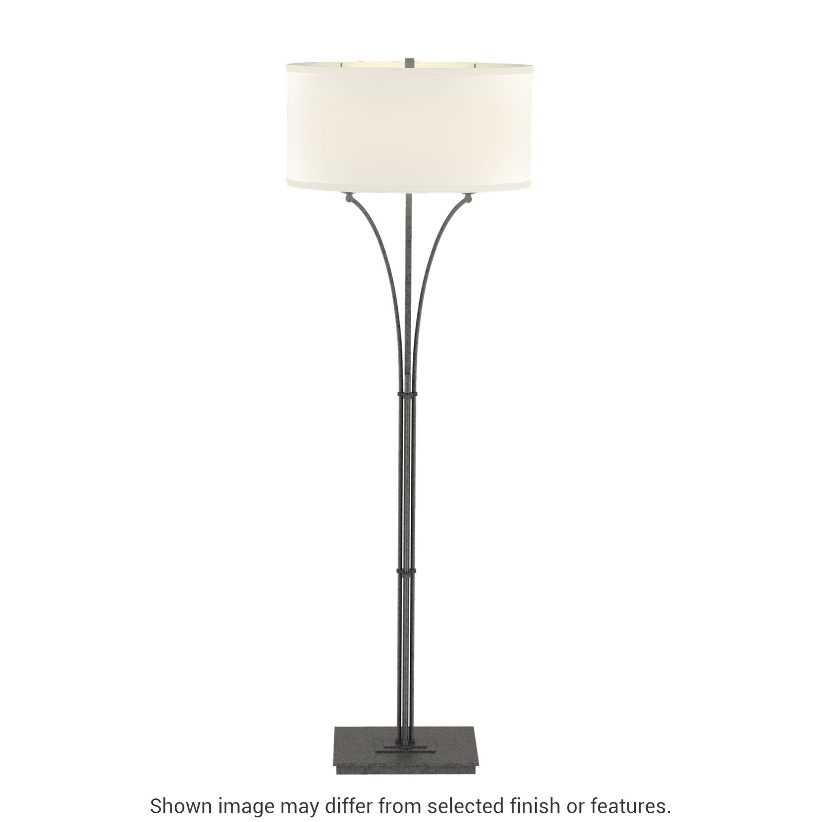 Contemporary Formae Floor Lamp - Natural Iron - Flax Shade by Hubbardton Forge