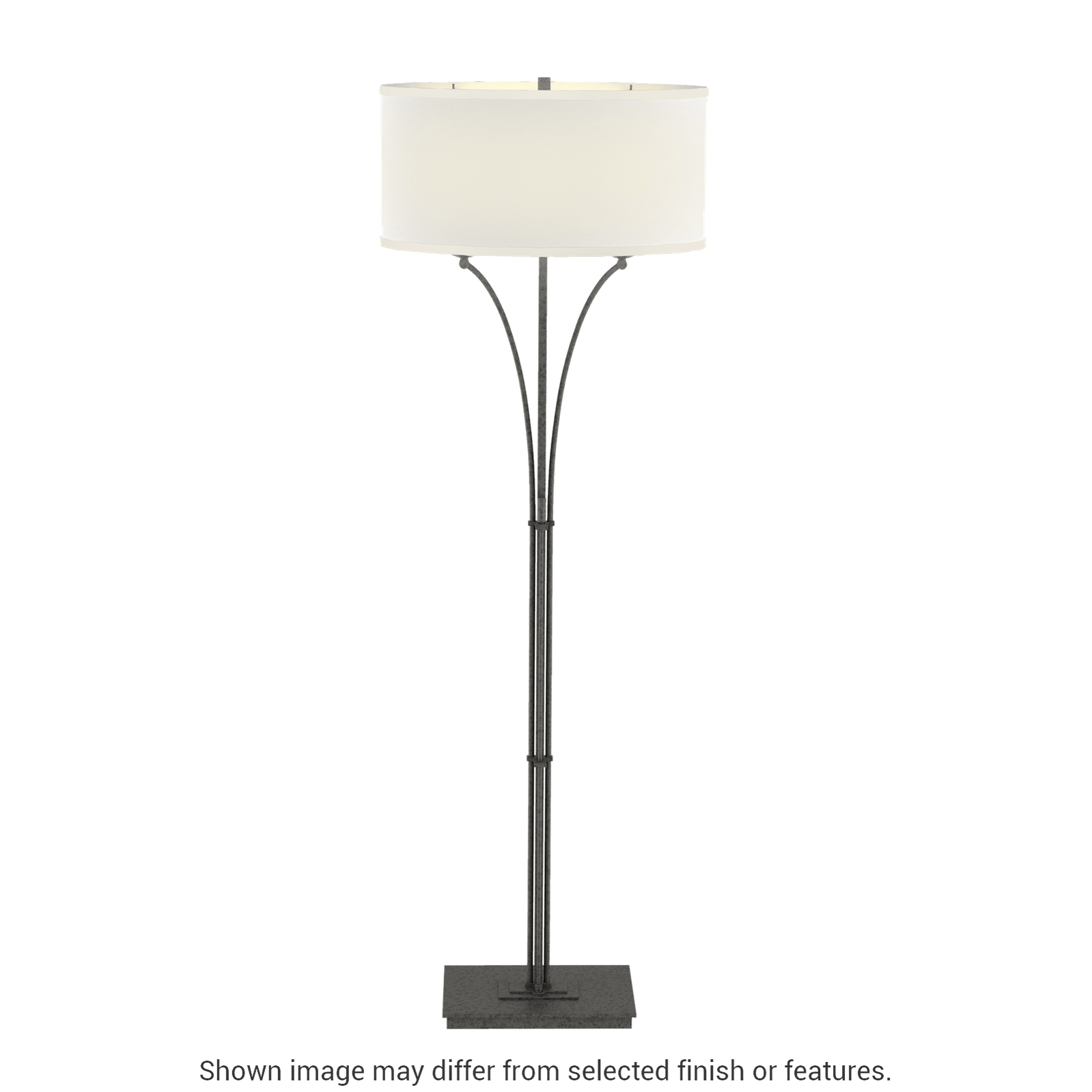 Contemporary Formae Floor Lamp - Natural Iron - Natural Anna Shade by Hubbardton Forge