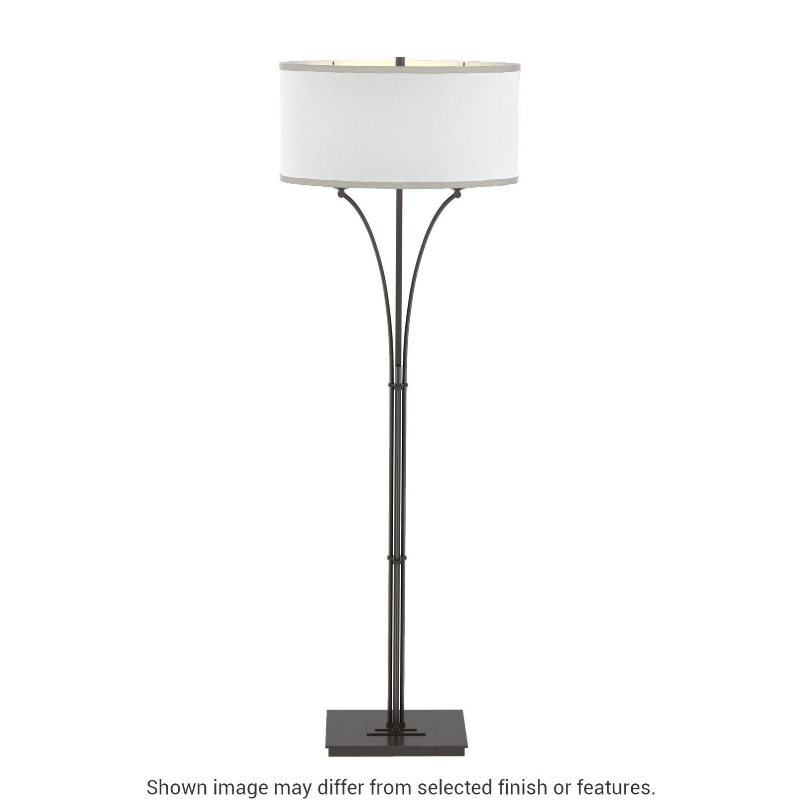 Contemporary Formae Floor Lamp - Oil Rubbed Bronze - Natural Anna Shade by Hubbardton Forge