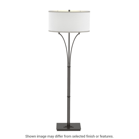 Contemporary Formae Floor Lamp - Oil Rubbed Bronze - Natural Anna Shade by Hubbardton Forge