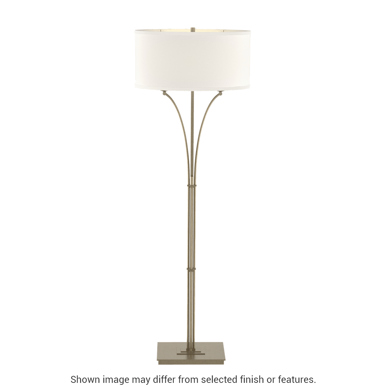 Contemporary Formae Floor Lamp - Soft Gold - Flax Shade by Hubbardton Forge
