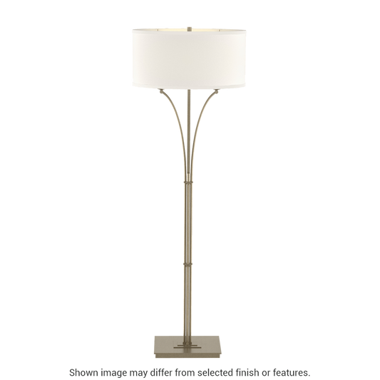 Contemporary Formae Floor Lamp - Soft Gold - Flax Shade by Hubbardton Forge