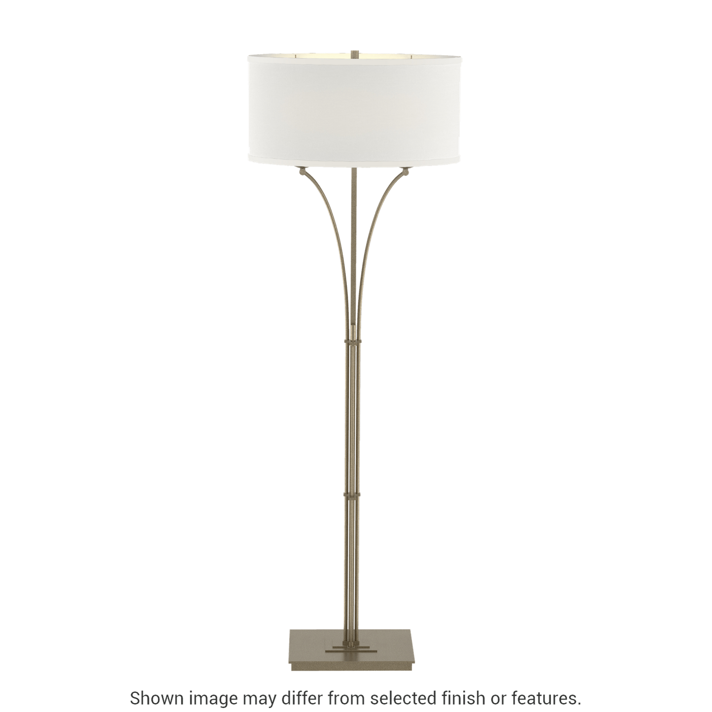 Contemporary Formae Floor Lamp - Soft Gold - Natural Anna Shade by Hubbardton Forge