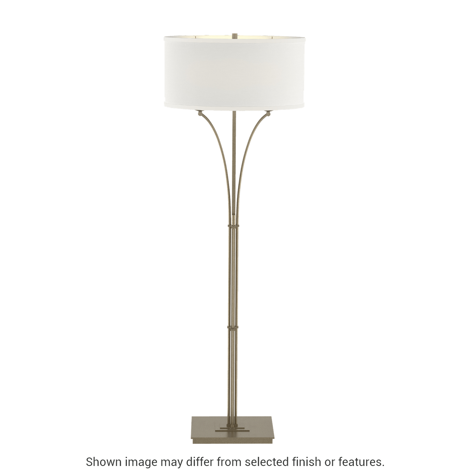 Contemporary Formae Floor Lamp - Soft Gold - Natural Anna Shade by Hubbardton Forge
