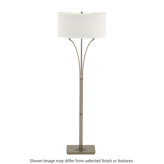 Contemporary Formae Floor Lamp - Soft Gold - Natural Anna Shade by Hubbardton Forge