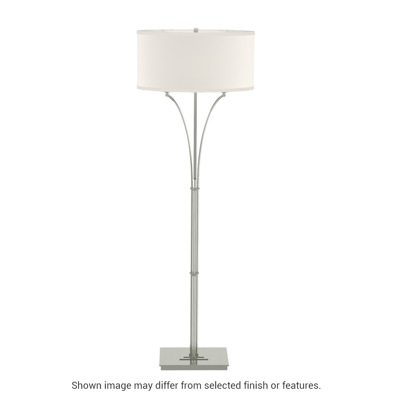 Contemporary Formae Floor Lamp - Sterling - Flax Shade by Hubbardton Forge