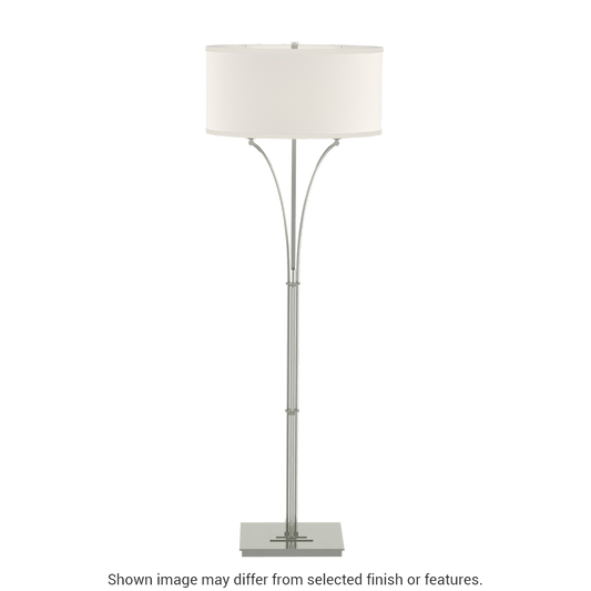 Contemporary Formae Floor Lamp - Sterling - Flax Shade by Hubbardton Forge