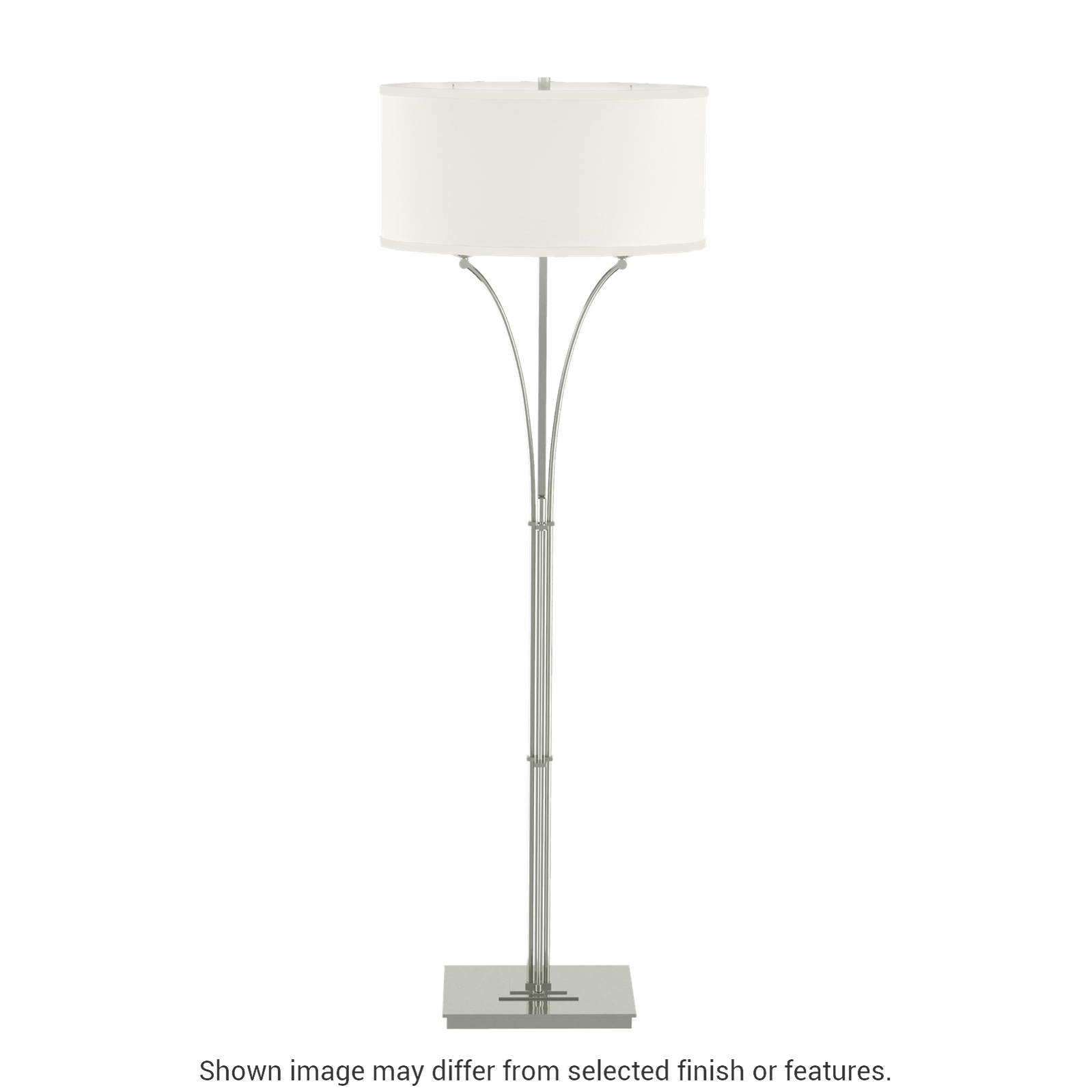 Contemporary Formae Floor Lamp - Sterling - Natural Anna Shade by Hubbardton Forge