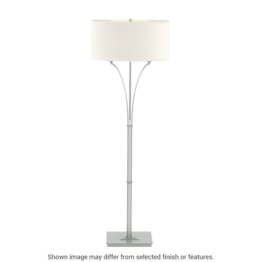 Contemporary Formae Floor Lamp - Vintage Platinum - Flax Shade by Hubbardton Forge