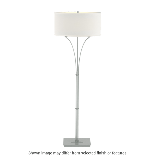 Contemporary Formae Floor Lamp - Vintage Platinum - Natural Anna Shade by Hubbardton Forge