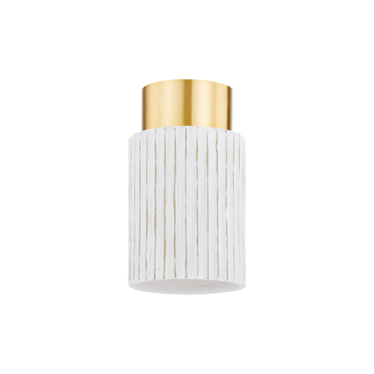 Corissa Flush Mount - 1-Light - Aged Brass/ Ceramic Whitewash Bisque - Mitzi H830501-AGB/CWB
