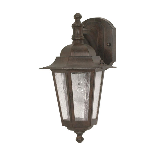 Cornerstone - 1 Light 13" Wall Lantern - Arm Down with Clear Seeded Glass - Old Bronze Finish - Satco 60-989