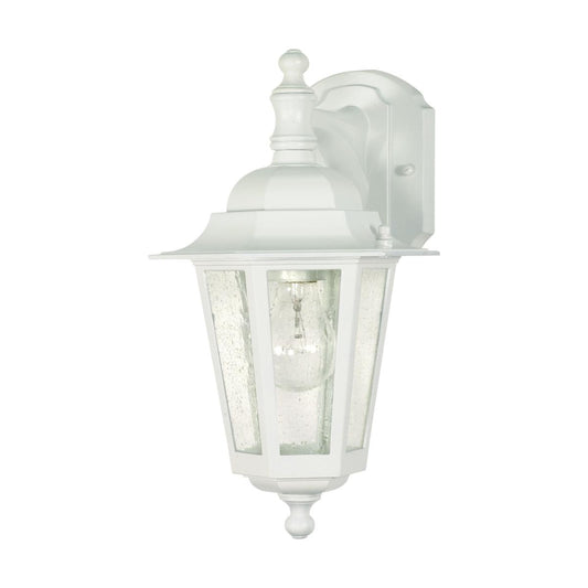 Cornerstone - 1 Light 13" Wall Lantern - Arm Down with Clear Seeded Glass - White Finish - Satco 60-988