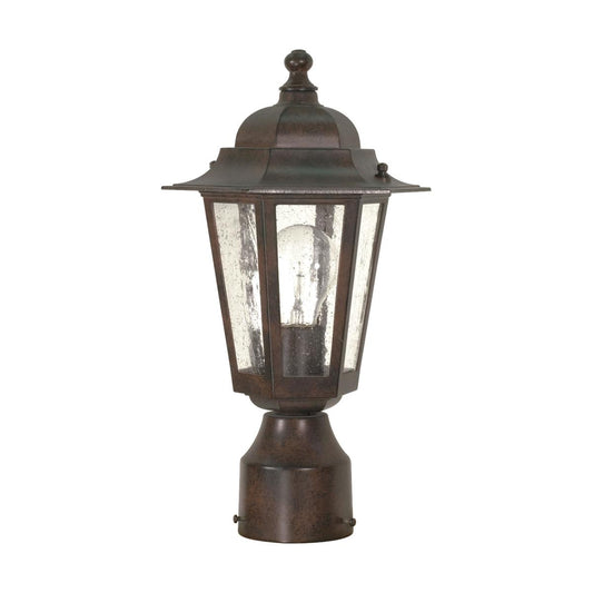 Cornerstone - 1 Light 14" Post Lantern with Clear Seeded Glass - Old Bronze Finish - Satco 60-995