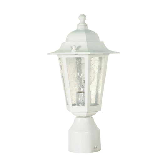 Cornerstone - 1 Light 14" Post Lantern with Clear Seeded Glass - White Finish - Satco 60-994
