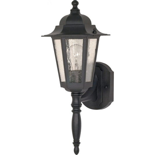 Cornerstone - 1 Light 18" Wall Lantern with Clear Seeded Glass - Textured Black Finish - Satco 60-987
