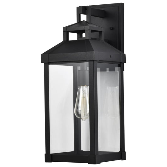 Corning - 1 Light Large Wall Lantern - Matte Black with Clear Glass - Satco 60-7372