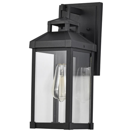 Corning - 1 Light Medium Wall Lantern - Matte Black with Clear Glass - Satco 60-7371