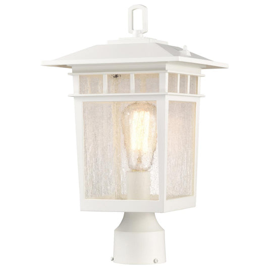 Cove Neck Collection Outdoor Large 16 inch Post Light Pole Lantern - White Finish with Clear Seeded Glass - Satco 60-5951
