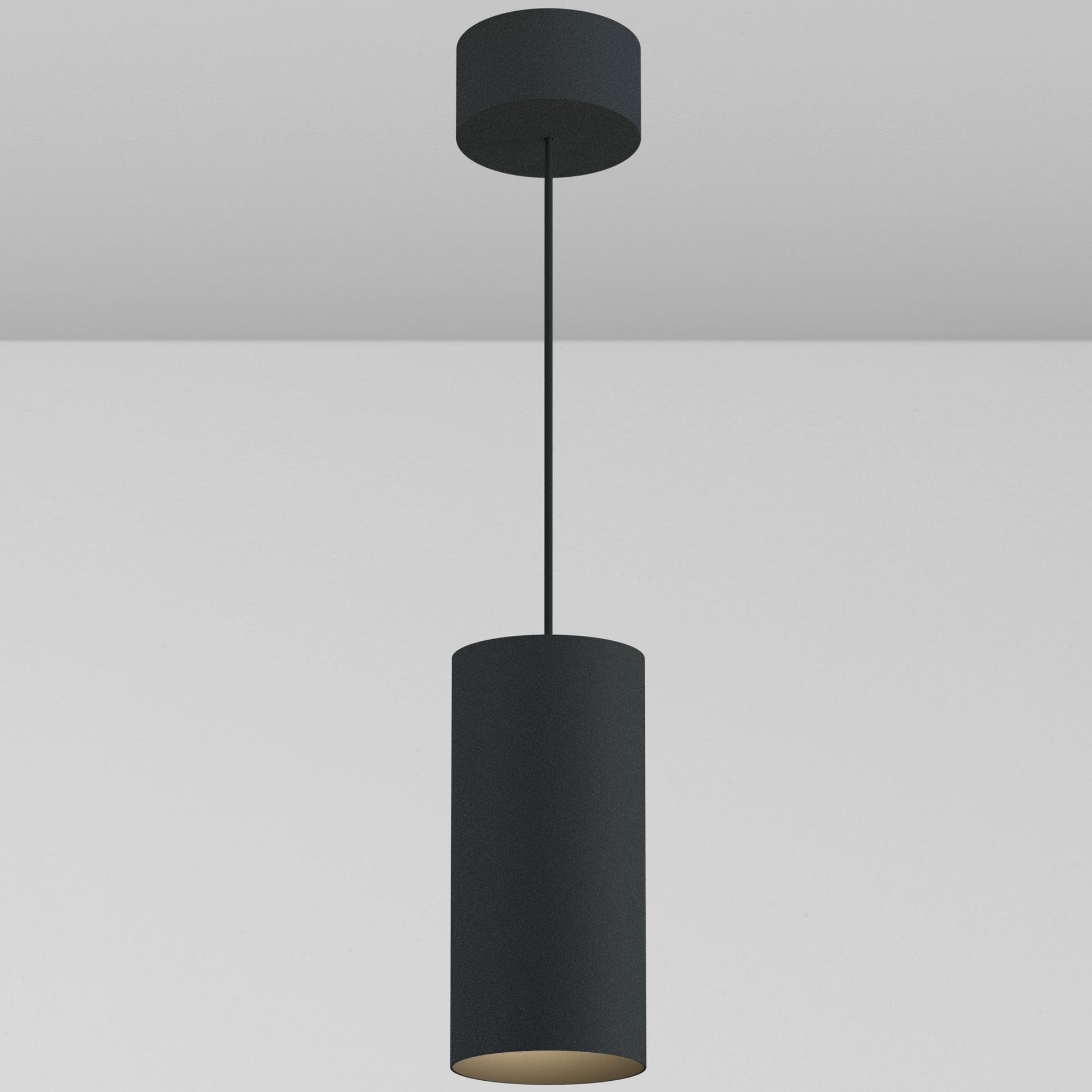 CP1 Cylinder Pendant - Black Powder Coat/Black Baffle - 2700K - 40 Degrees by Lucifer Lighting