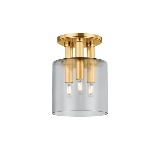 Crystler Flush Mount - 3-Light - Aged Brass by Hudson Valley Lighting