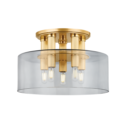Crystler Flush Mount - 5-Light - Aged Brass by Hudson Valley Lighting