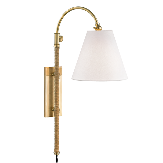 Curves No.1 Plug-In Sconce - Aged Brass by Hudson Valley Lighting