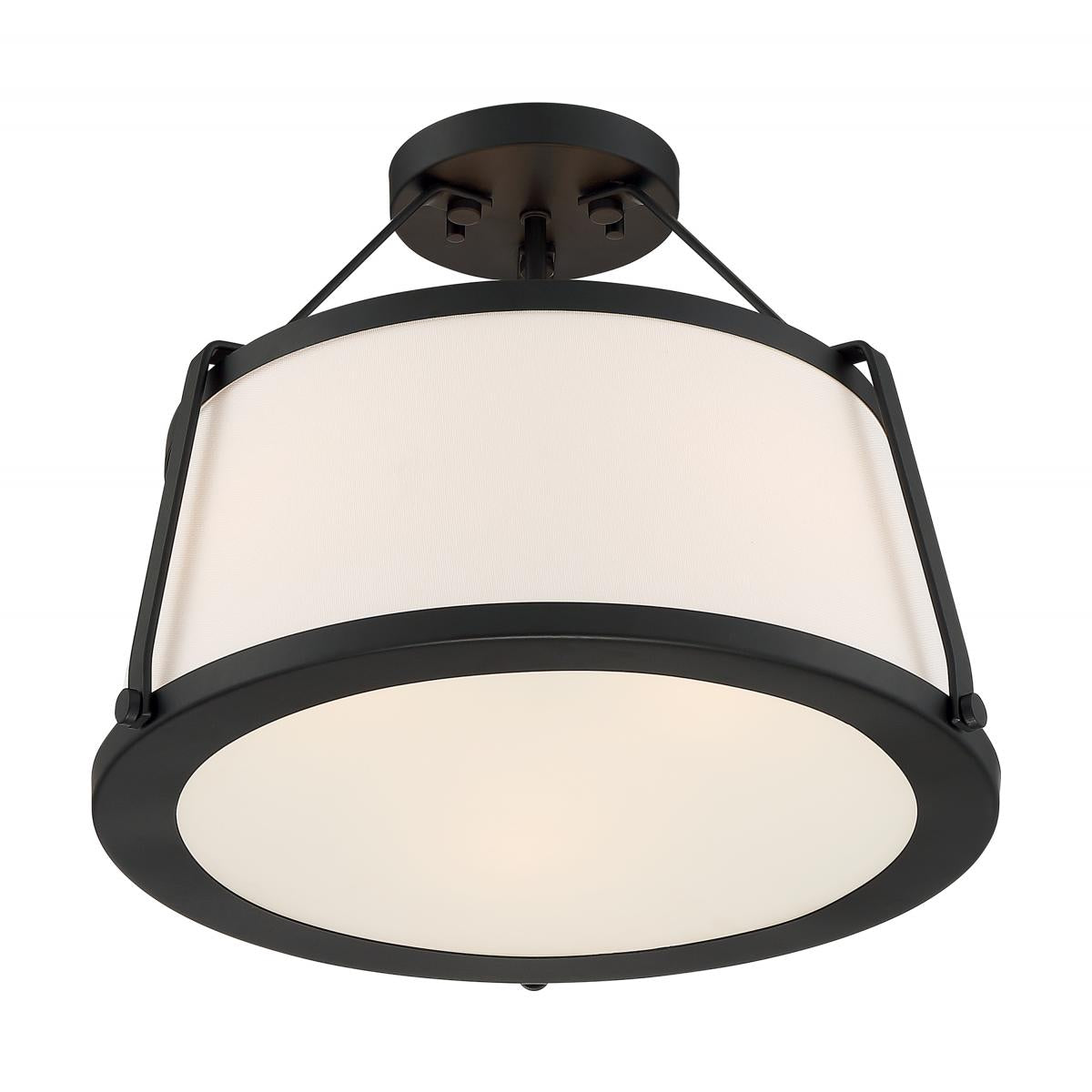 Cutty - 3 Light Semi-Flush with Fabric Shade - Matte Black Finish - Satco 60-6998