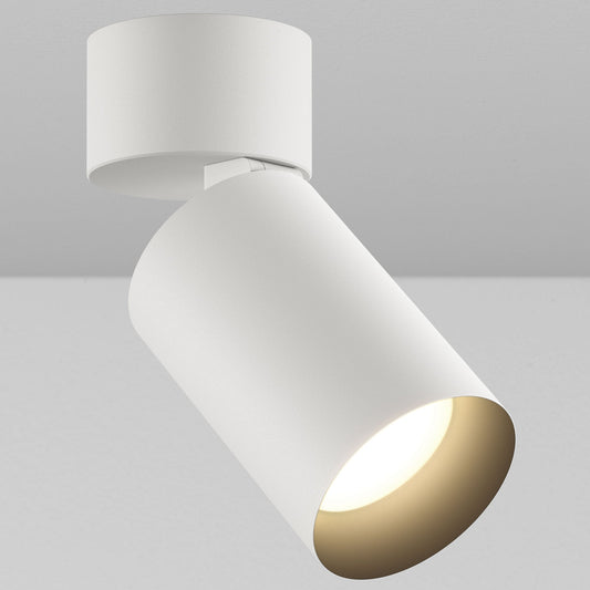 CY1 Cylinder Adjustable Wall Wash Ceiling Light - White Powder Coat/Black Baffle - Warm Dim (2900K-1800K) by Lucifer Lighting