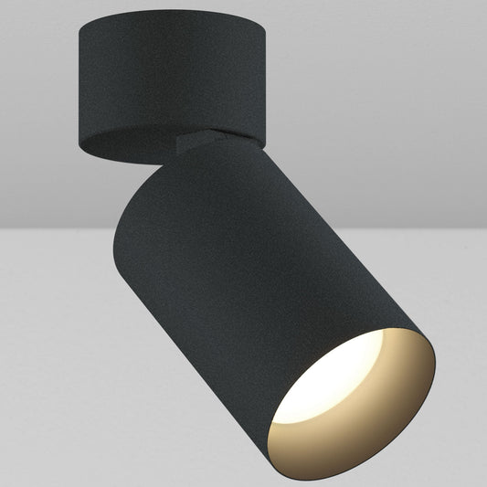 CY1 Cylinder Outdoor Adjustable Ceiling Light - Black Powder Coat/Black Baffle - 40 Degrees - 2700K by Lucifer Lighting