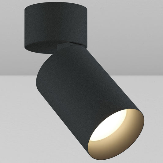 CY1 Cylinder Outdoor Adjustable Wall Wash Ceiling Light - Black Powder Coat/Black Baffle - 2700K by Lucifer Lighting