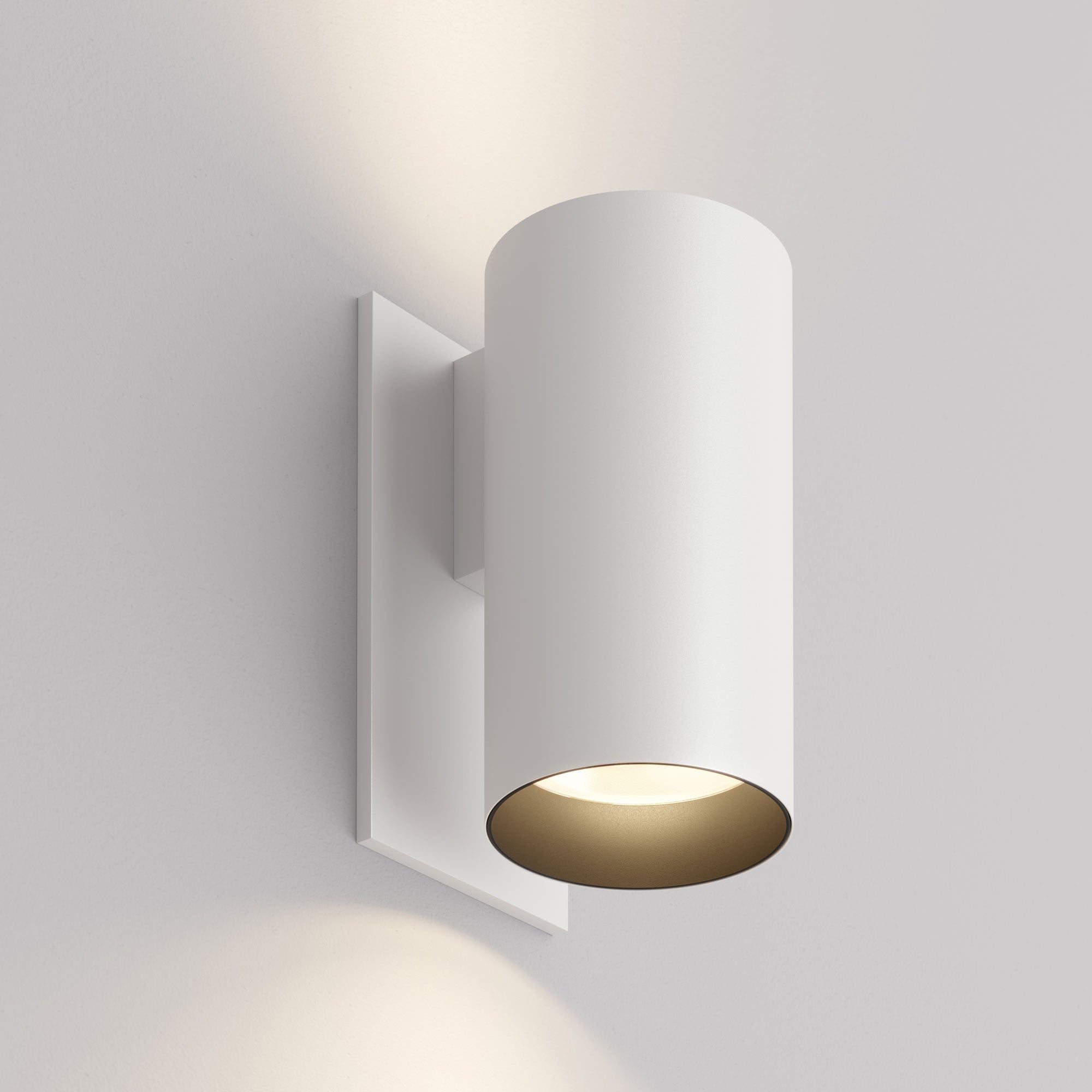 Cylinder UP/Down Outdoor Wall Sconce - White Powder Coat/Black Baffle ...