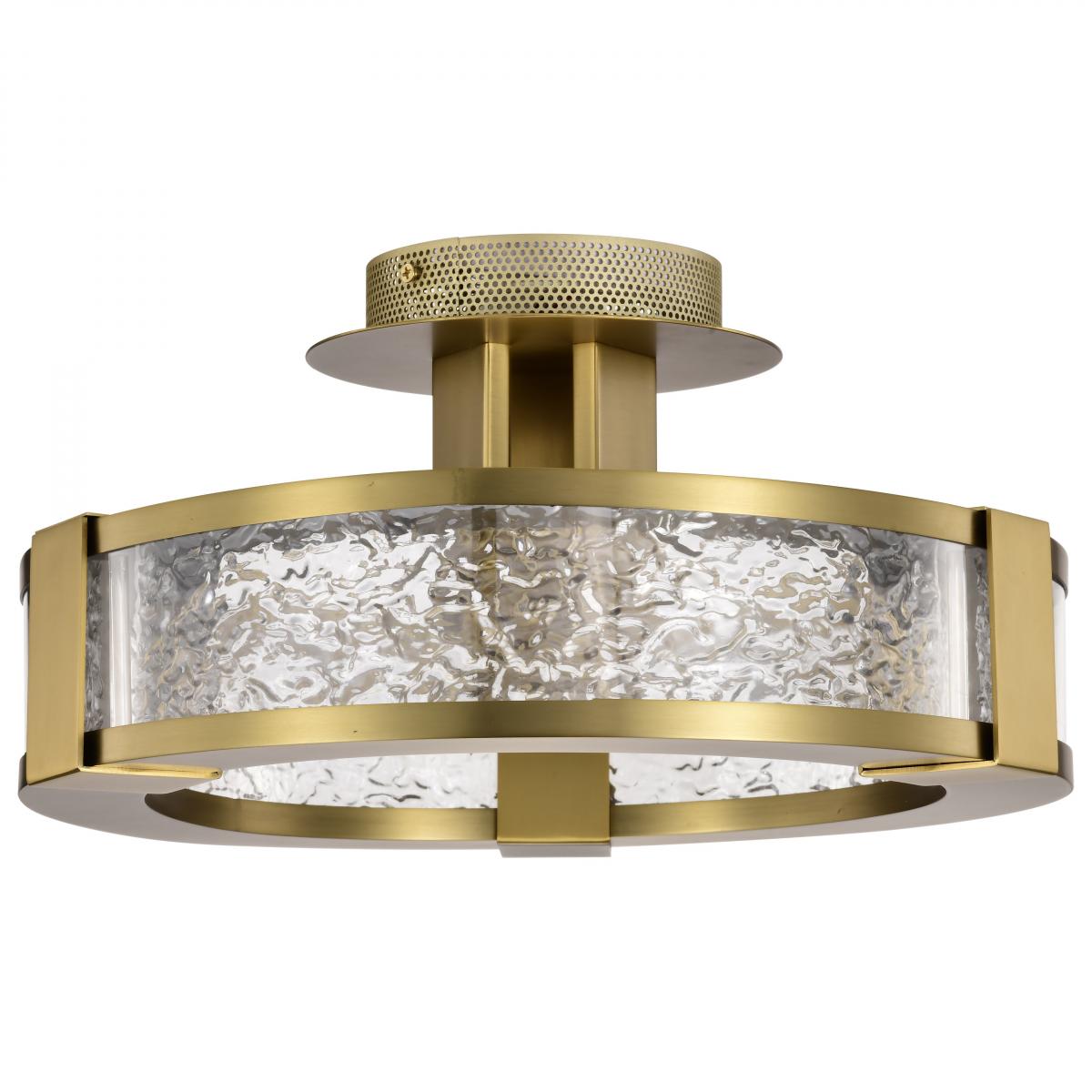 Darrow - 13 Inch LED Semi Flush - Vintage Brass - Acrylic Panels - Satco 62-2011