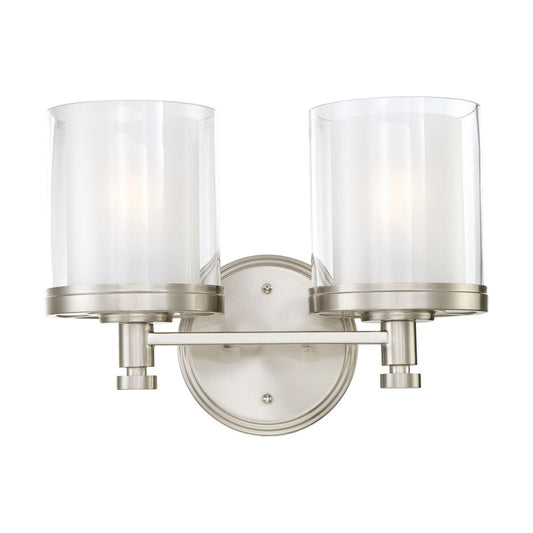 Decker - 2 Light Vanity with Clear & Frosted Glass - Brushed Nickel Finish - Satco 60-4642